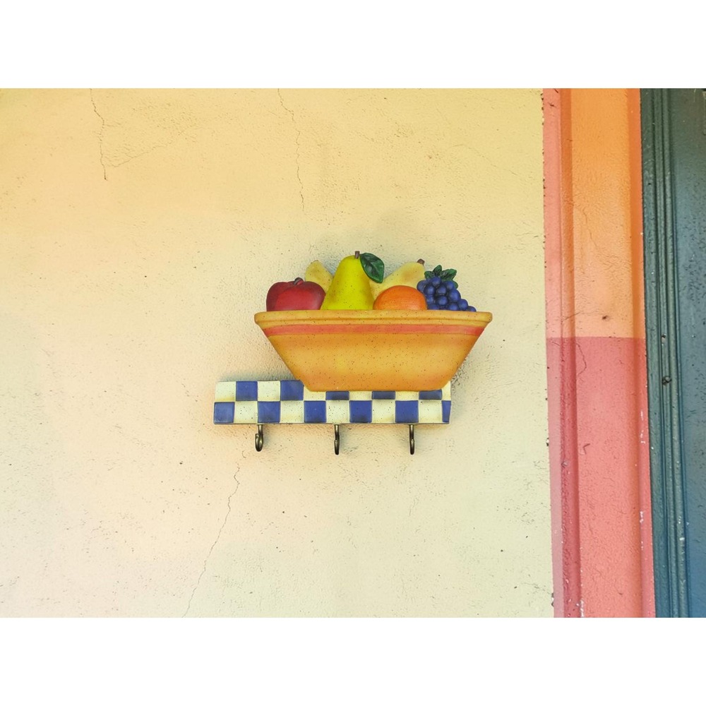 Vintage Fruit Basket Key Holder | Cast Resin Wall Hook
